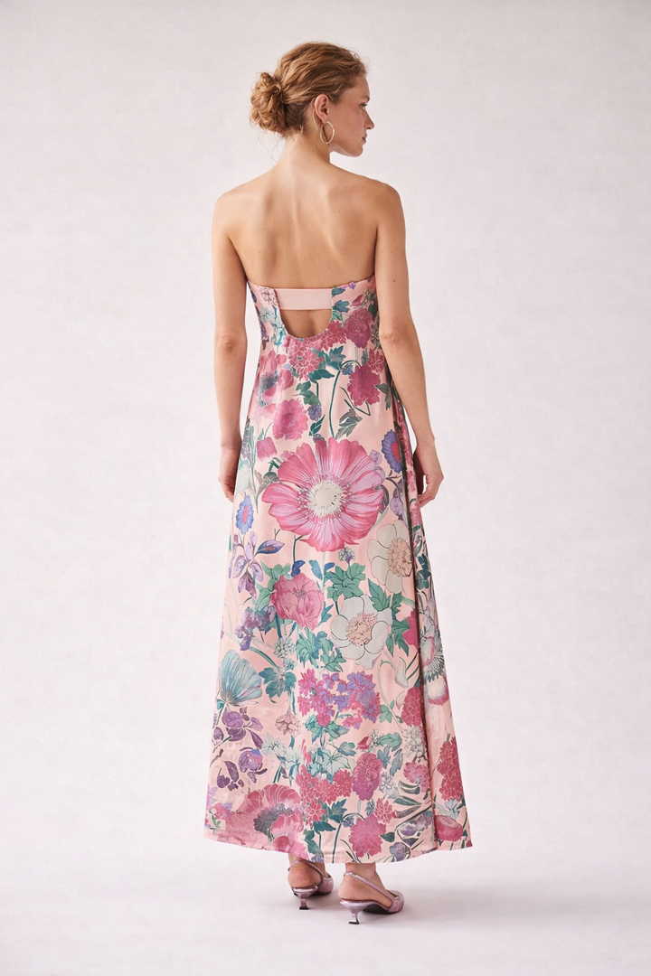 Robe longue pour femme, imprimé floral, taille haute, coupe A-line - Althea