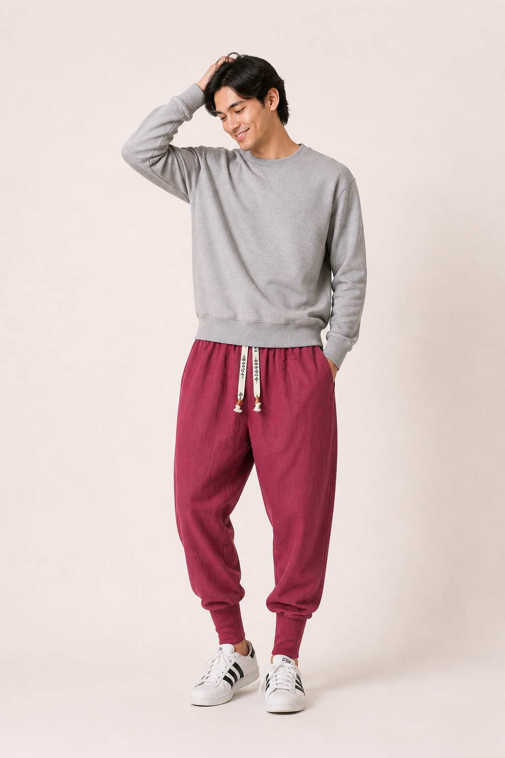Pantalon de jogging taille élastiquée cordon de serrage coupe confortable pour tous les jours - Rayan