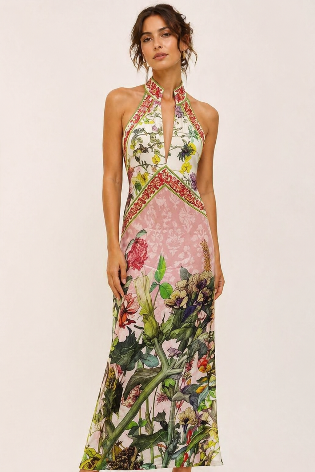Robe longue dos nu avec fente florale pour femme - Valery