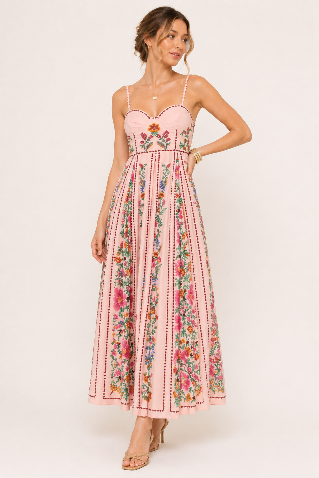 Robe longue sans bretelles à imprimé floral pour femmes - Nadine