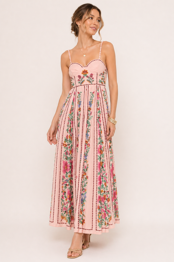 Robe longue sans bretelles à imprimé floral pour femmes - Nadine