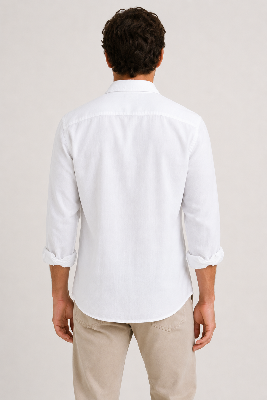 Chemise en lin hommes, manches longues, pochette - Emil