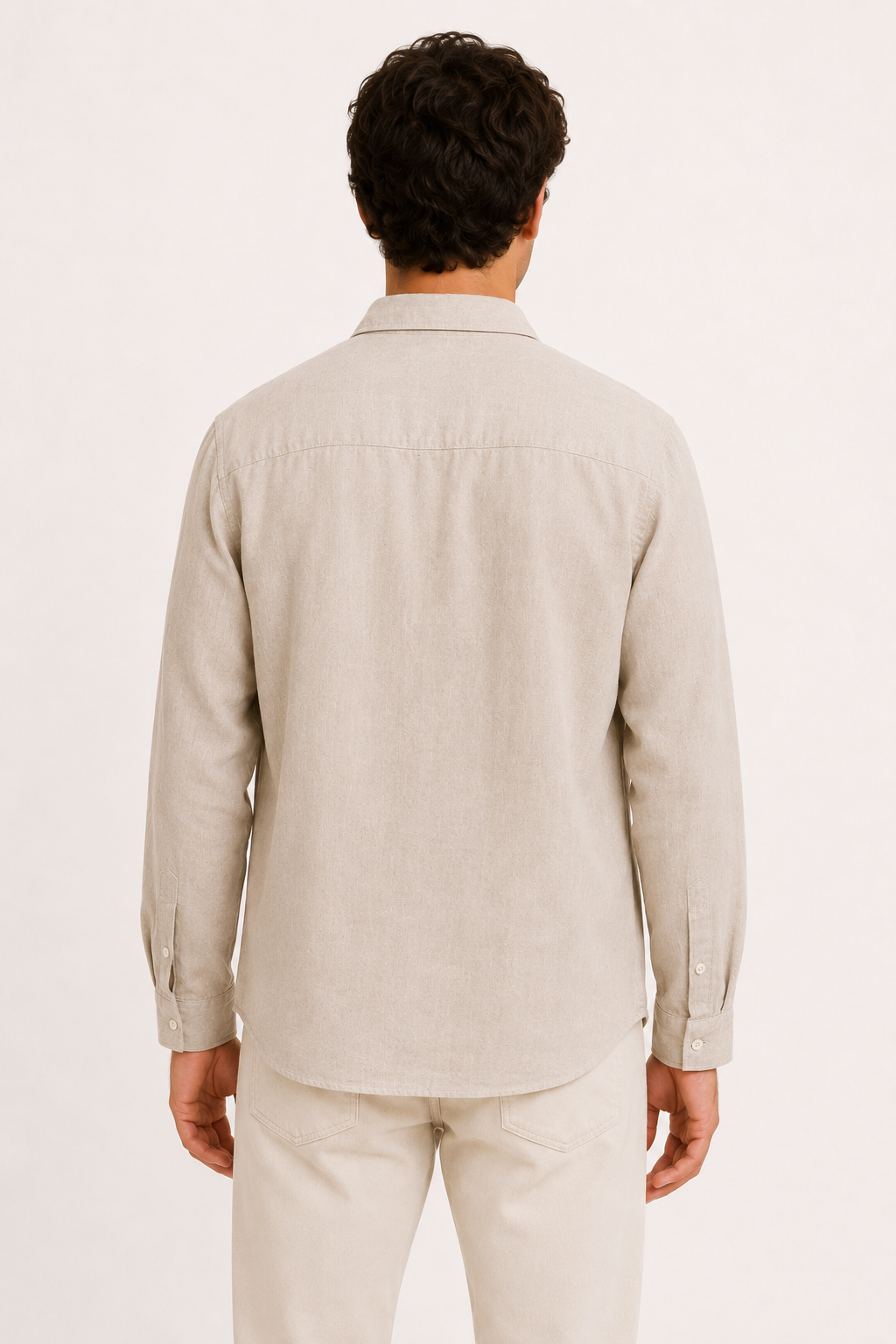 Chemise en lin hommes, manches longues, pochette - Emil