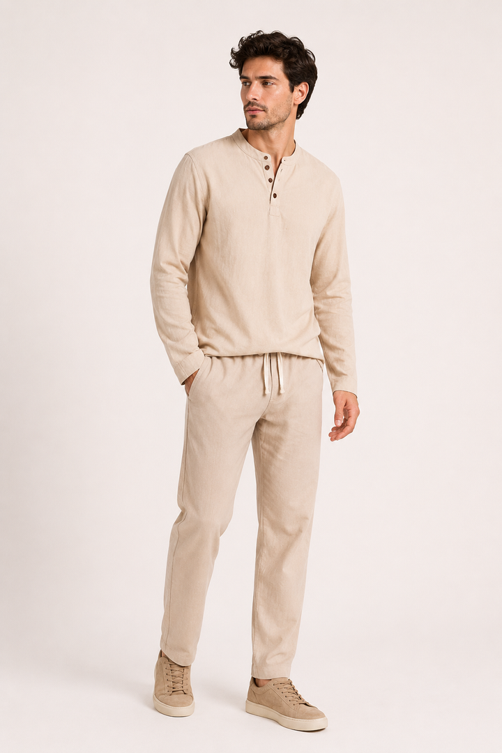 Ensemble hommes lin décontracté élégant T-shirt pantalon été - Jörg