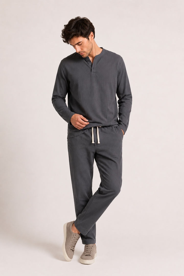 Ensemble hommes lin décontracté élégant T-shirt pantalon été - Jörg