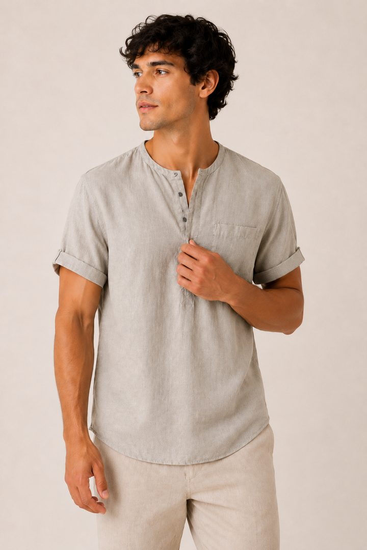 Chemise col à manches courtes avec poche pour hommes - James