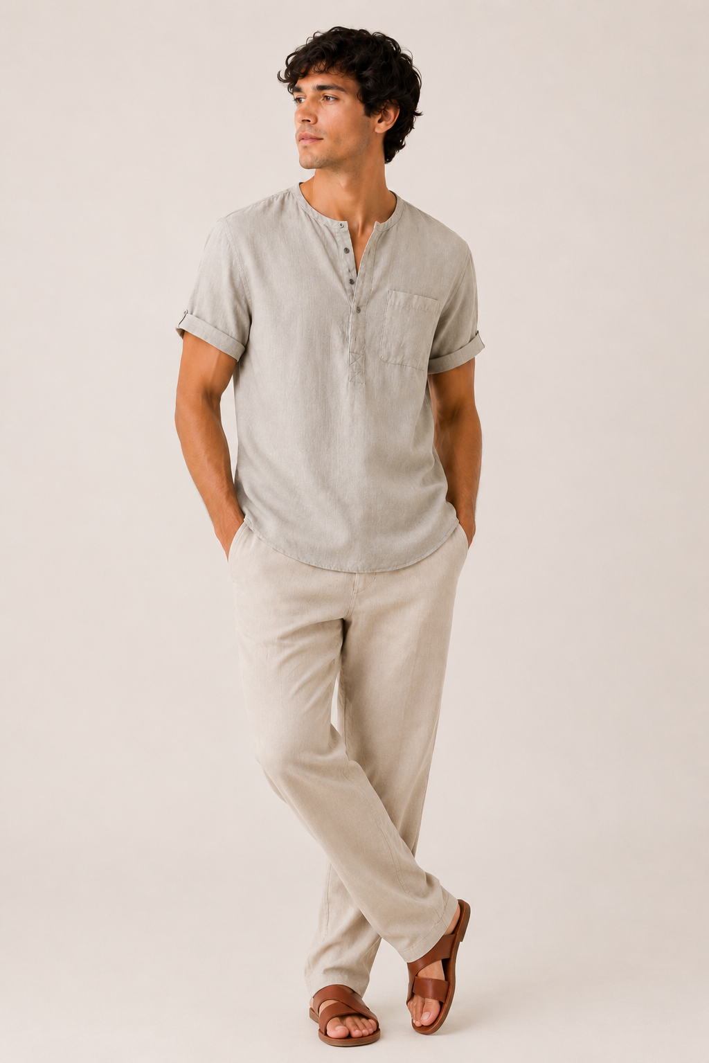 Chemise col à manches courtes avec poche pour hommes - James