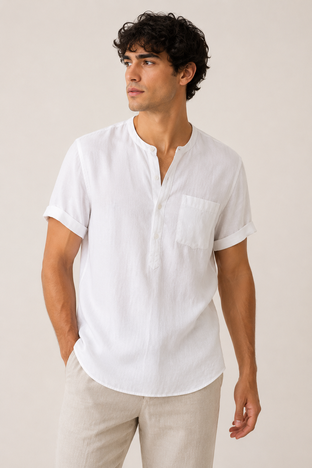 Chemise col à manches courtes avec poche pour hommes - James