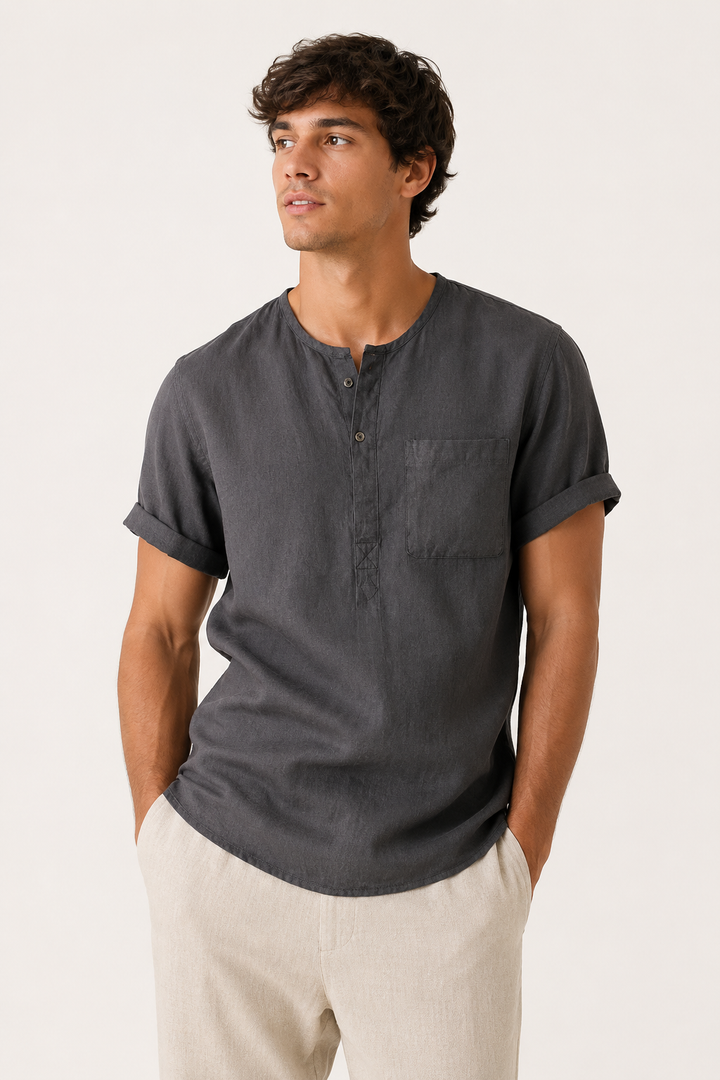 Chemise col à manches courtes avec poche pour hommes - James