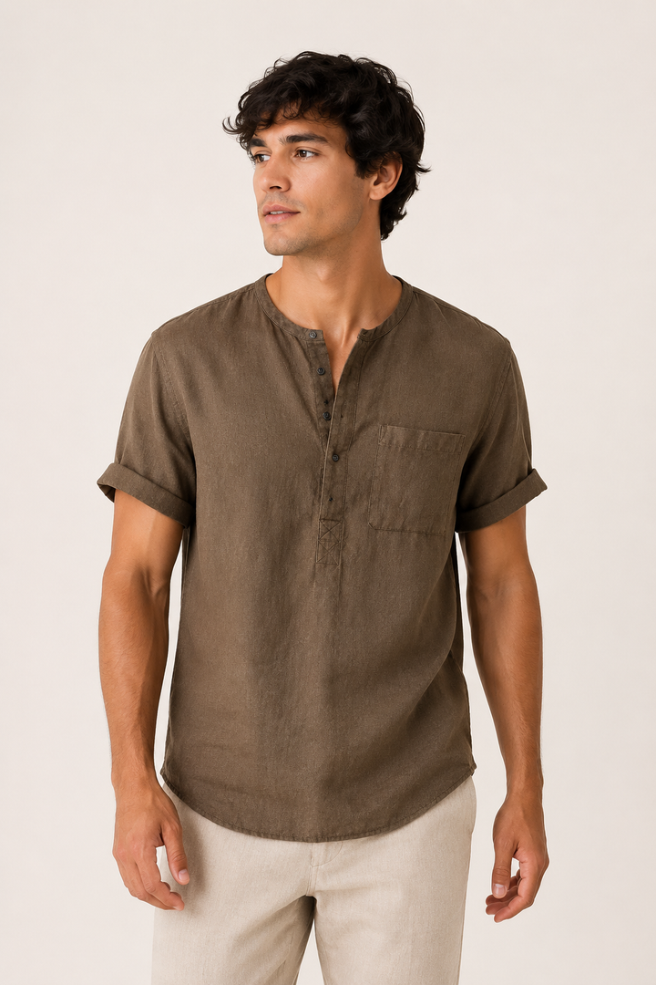 Chemise col à manches courtes avec poche pour hommes - James