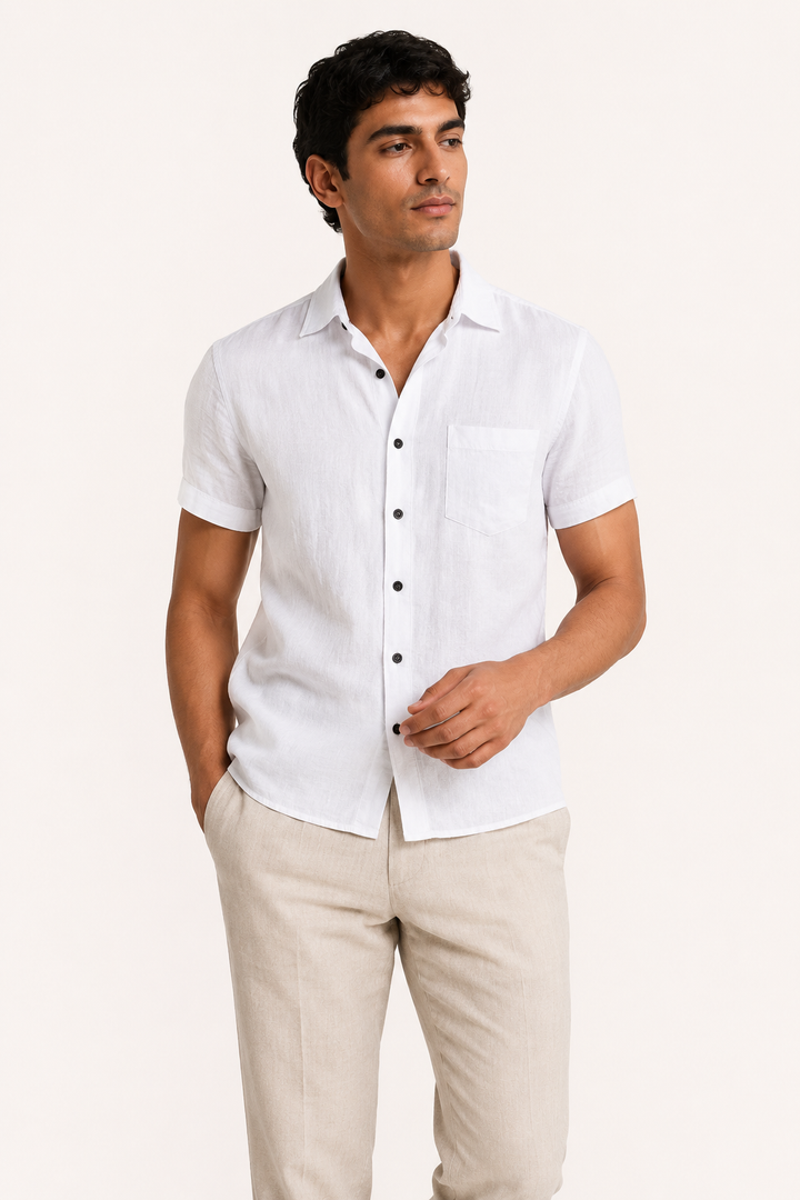 Chemise à pochettes en lin à manches courtes pour homme - Patricio