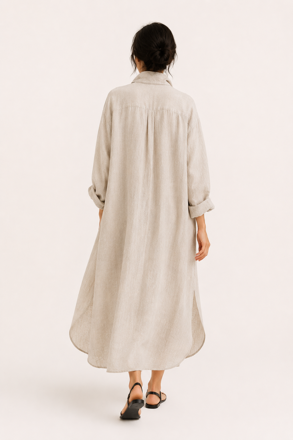Robe chemise longue à boutons pour femme - Shanik