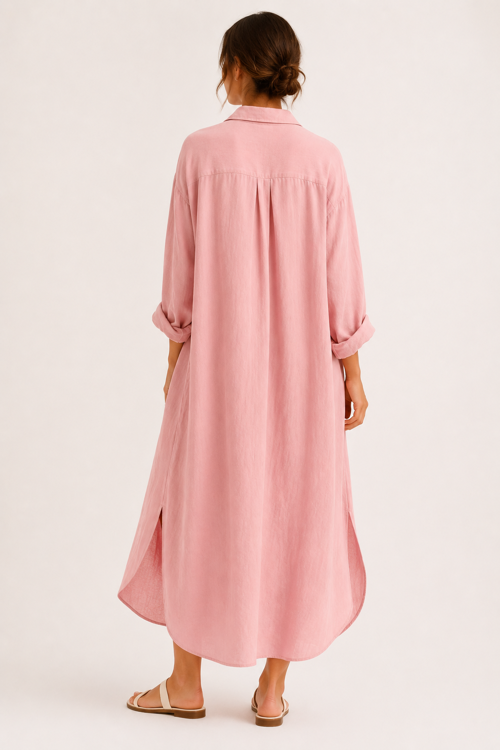 Robe chemise longue à boutons pour femme - Shanik