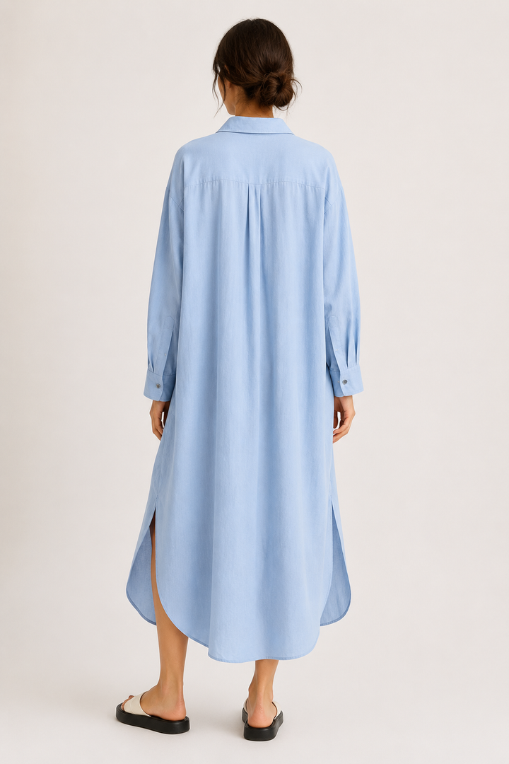 Robe chemise longue à boutons pour femme - Shanik