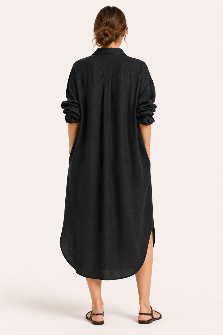Robe chemise longue à boutons pour femme - Shanik