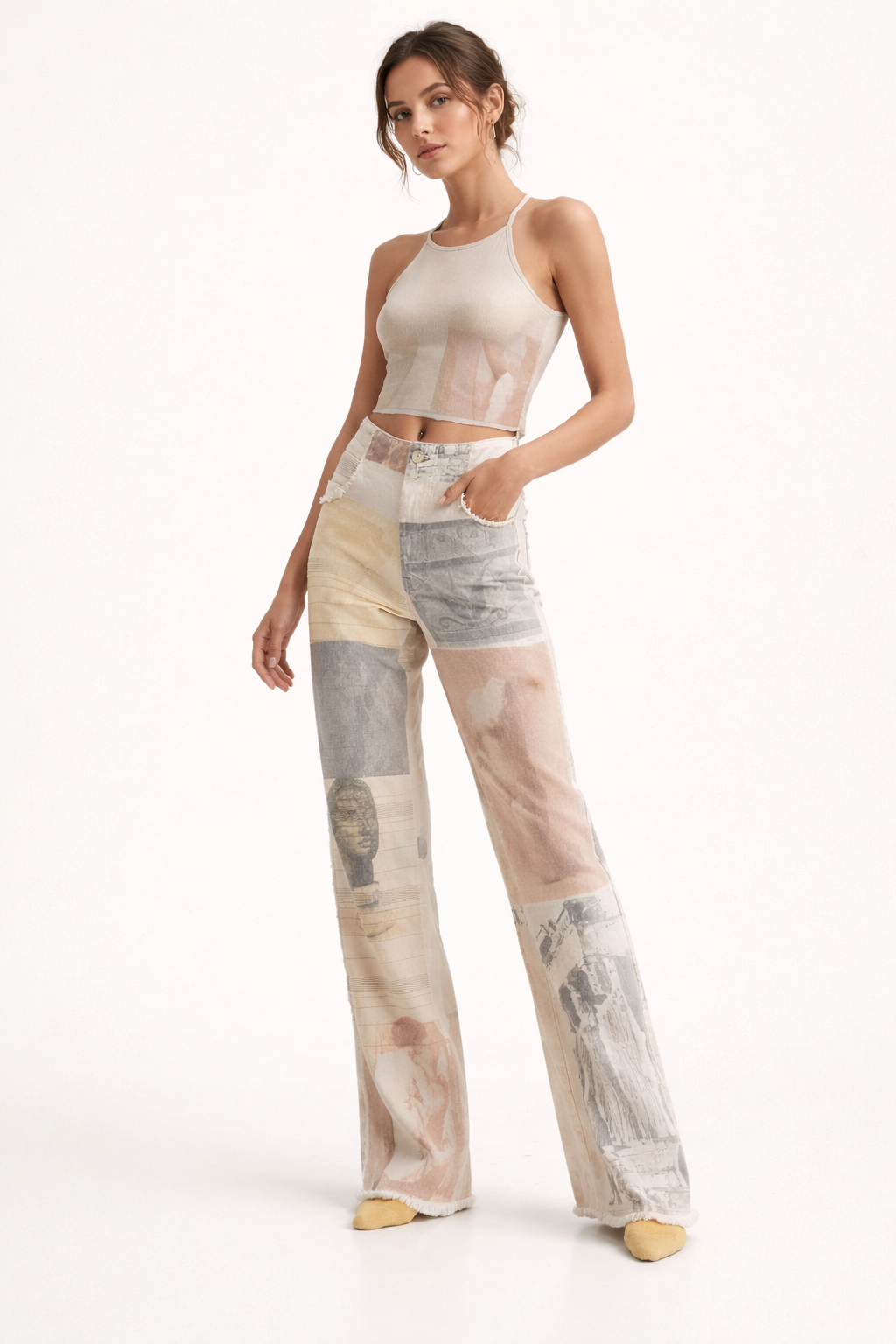 Pantalon large à imprimé artistique pour femmes - Grace