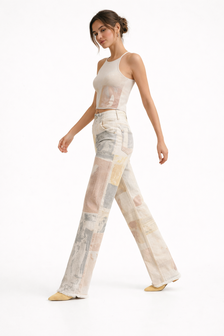 Pantalon large à imprimé artistique pour femmes - Grace