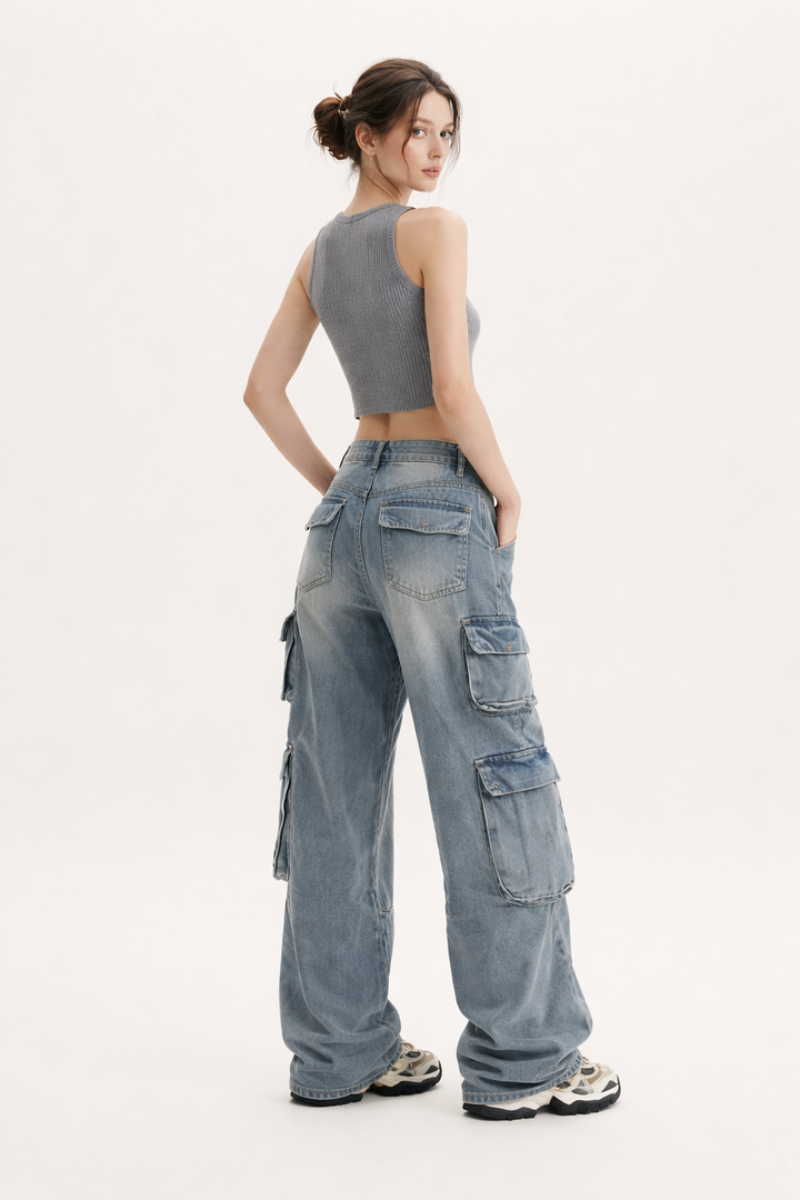 Jean cargo à poches multiples pour femmes - Gabriela