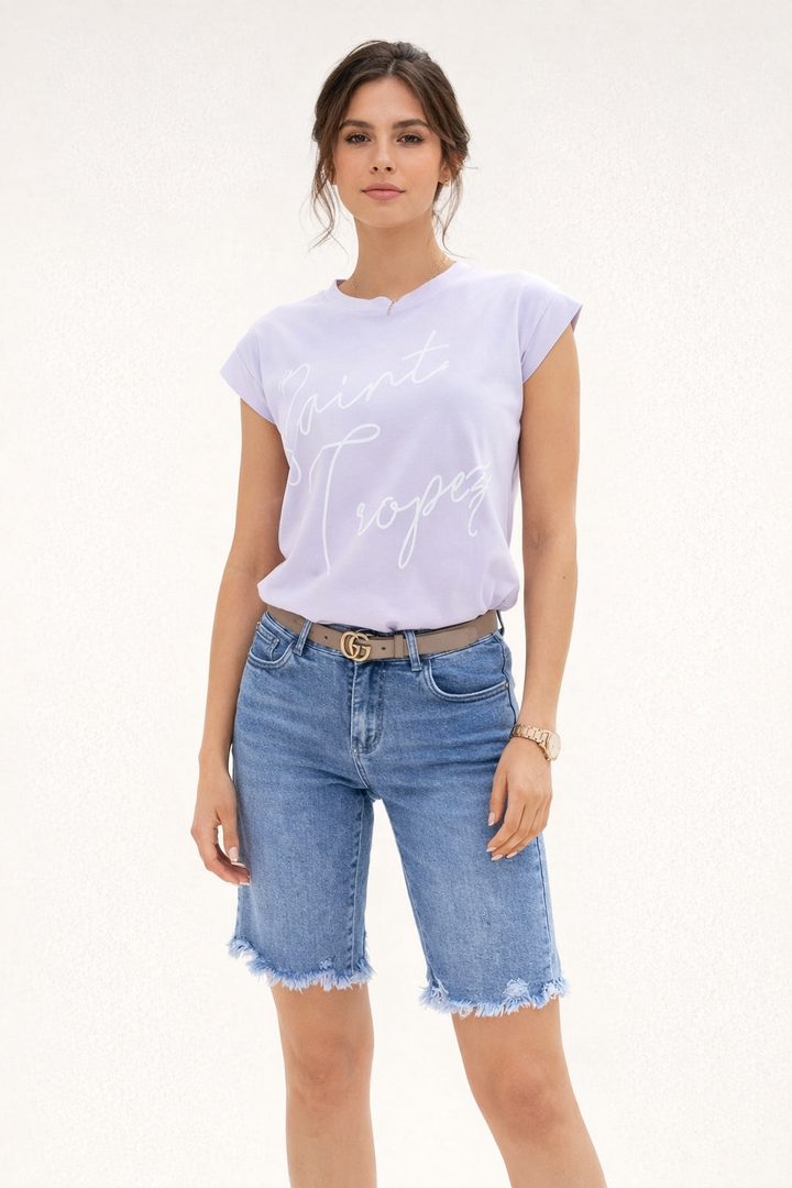 Short en denim pour femme avec finition à bords déchiquetés - Klary