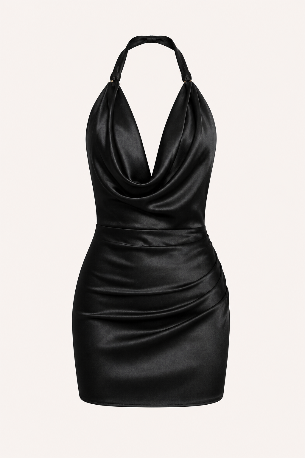 Robe courte à bretelles drapées, encolure drapée, coupe ajustée, robe de soirée - Kaela