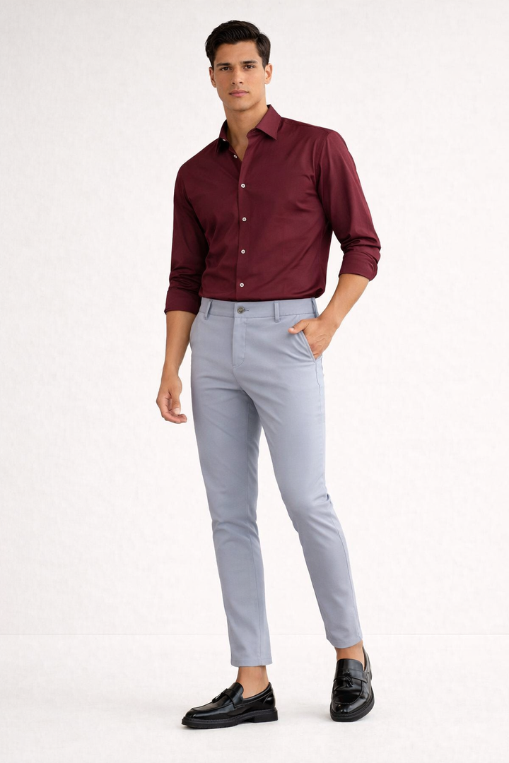 Pantalon chino slim pour homme avec fermeture éclair classique - Lionel