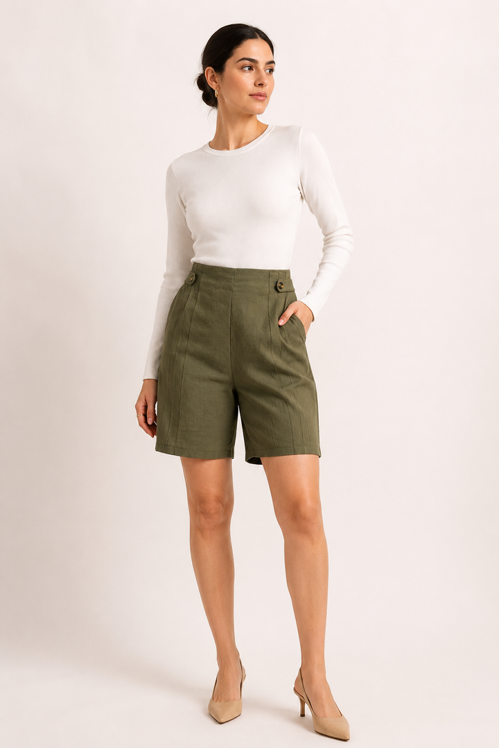 Short à taille haute pour femmes avec boutons latéraux - Maren