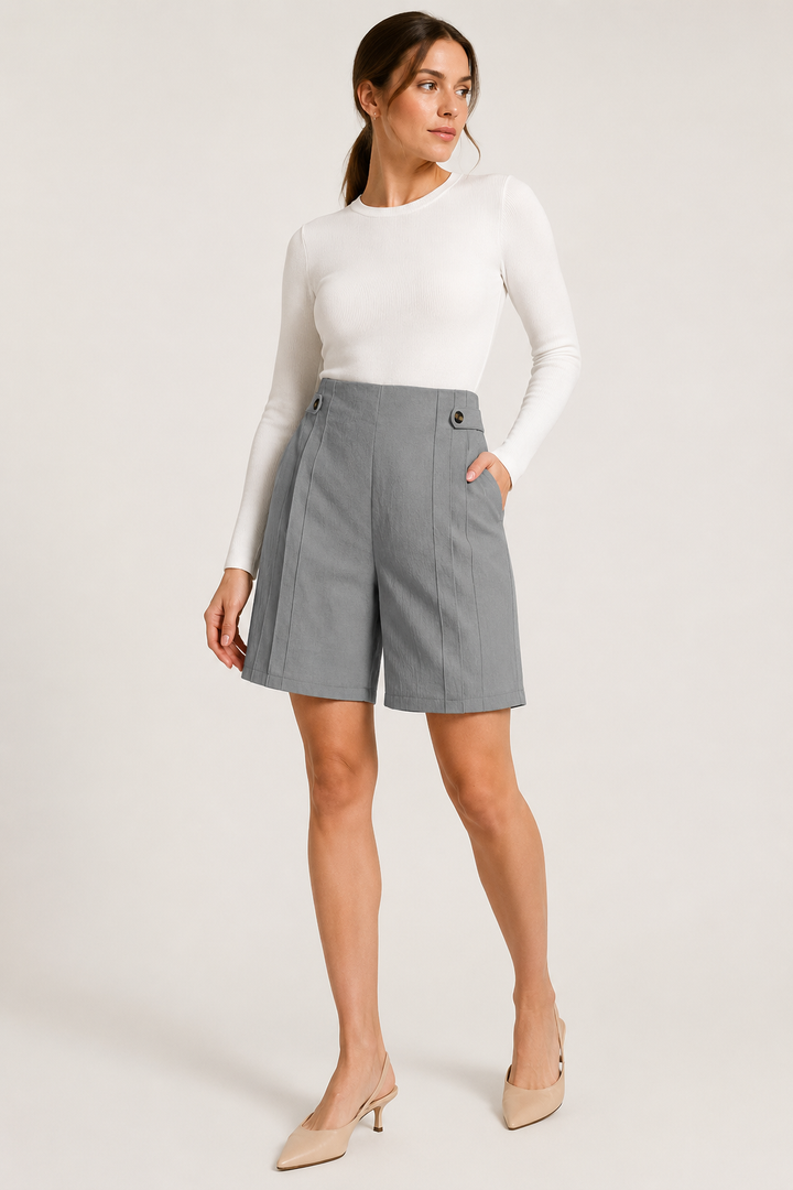 Short à taille haute pour femmes avec boutons latéraux - Maren