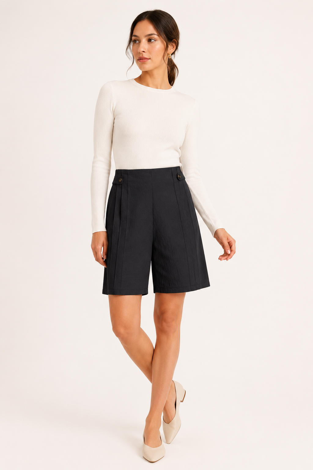 Short à taille haute pour femmes avec boutons latéraux - Maren