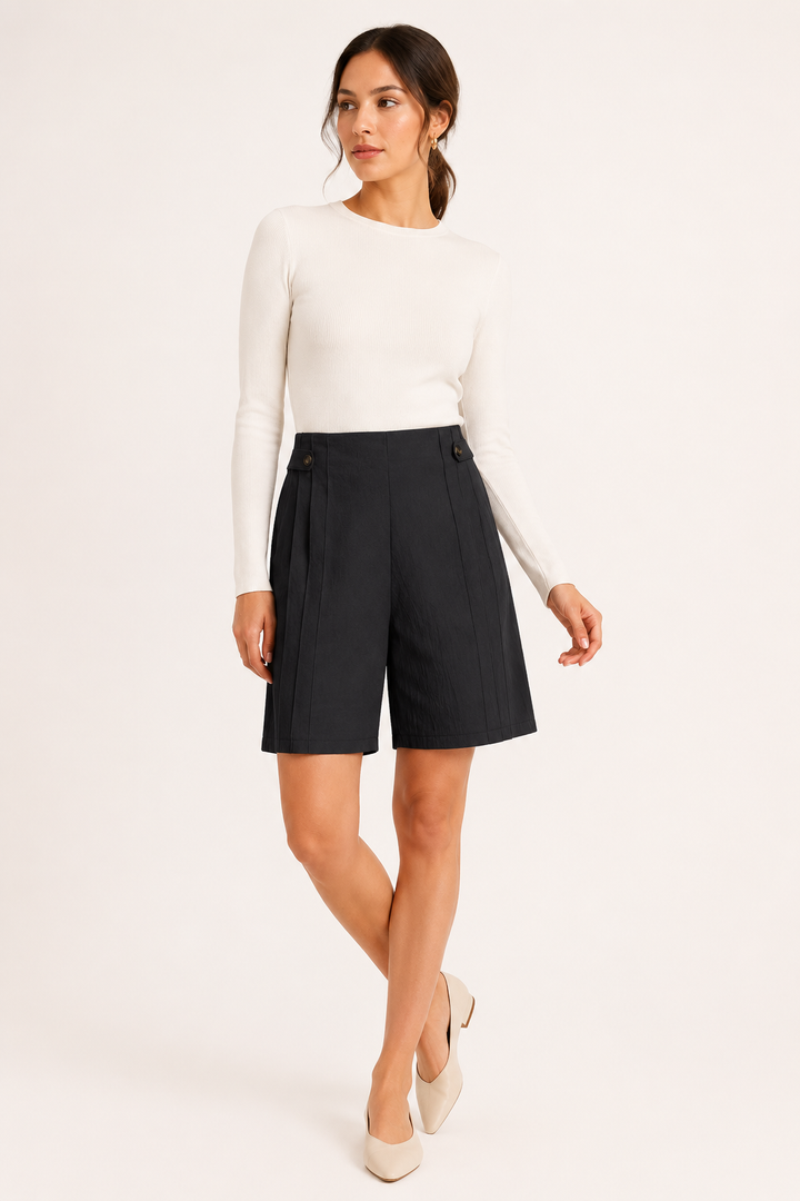 Short à taille haute pour femmes avec boutons latéraux - Maren