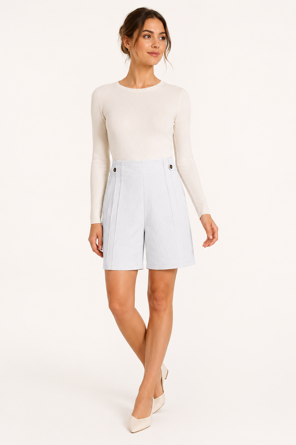Short à taille haute pour femmes avec boutons latéraux - Maren