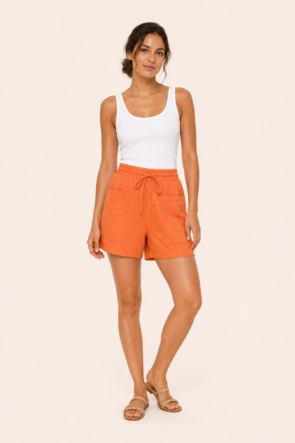 Short femme à taille élastiquée et poches avant - Lanni