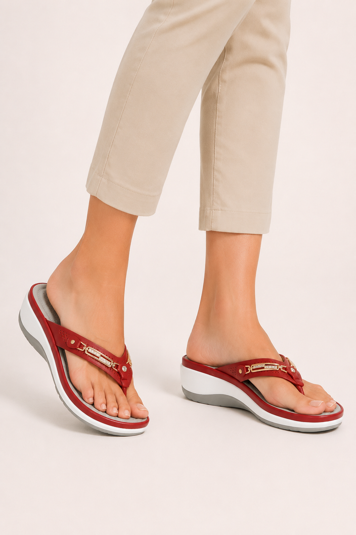 Sandales orthopédiques pour femme avec talon compensé ergonomique antidérapant - Marlies