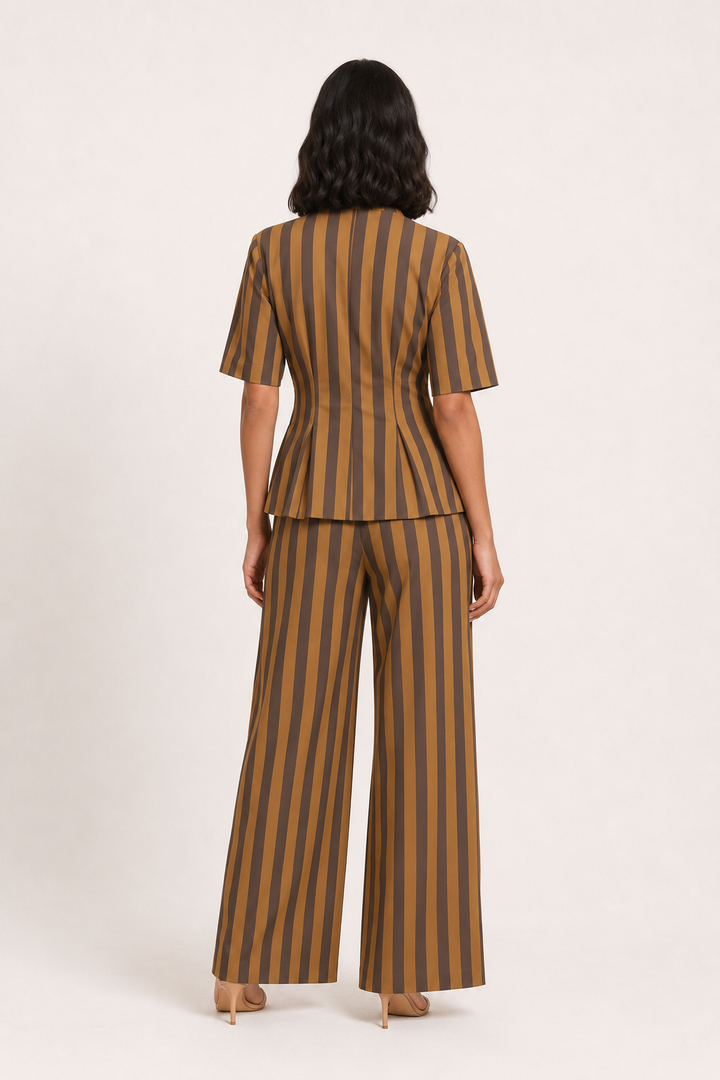 Ensemble élégant composé d'un chemisier à manches courtes et d'un pantalon - Caussie