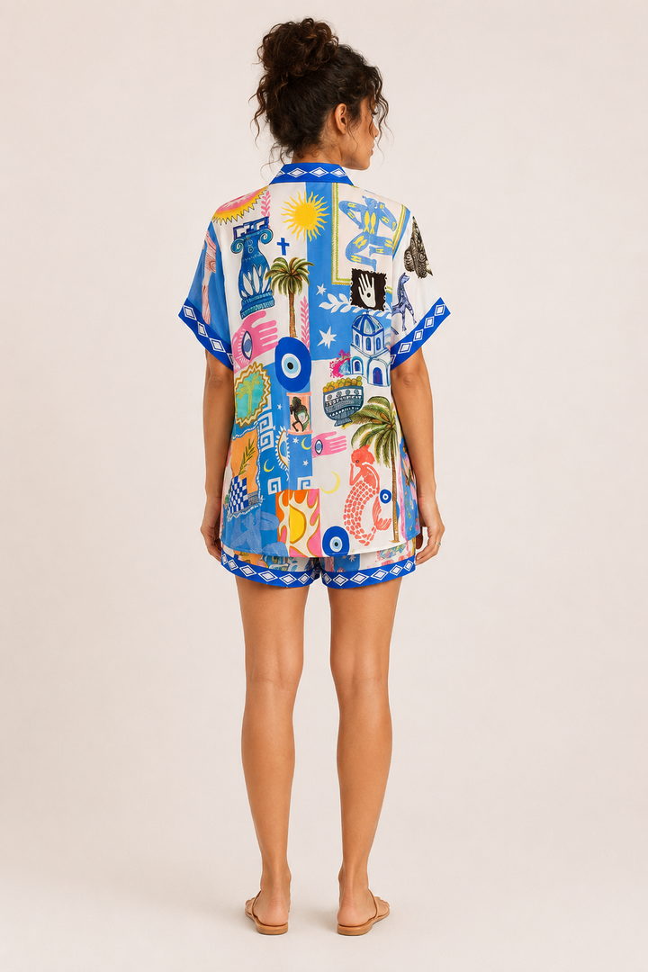 Ensemble femme blouse imprimée short d'été - Tabea