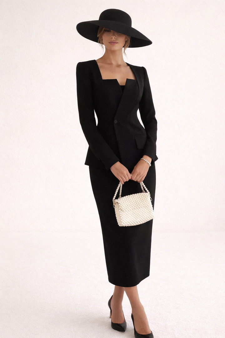 Ensemble blazer femme jupe ajustée jupe maxi élégante - Elke