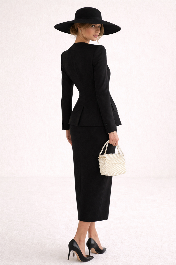 Ensemble blazer femme jupe ajustée jupe maxi élégante - Elke