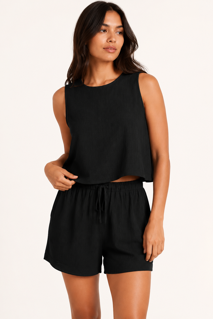 Ensemble d'été pour femmes, haut sans manches et short - Anika