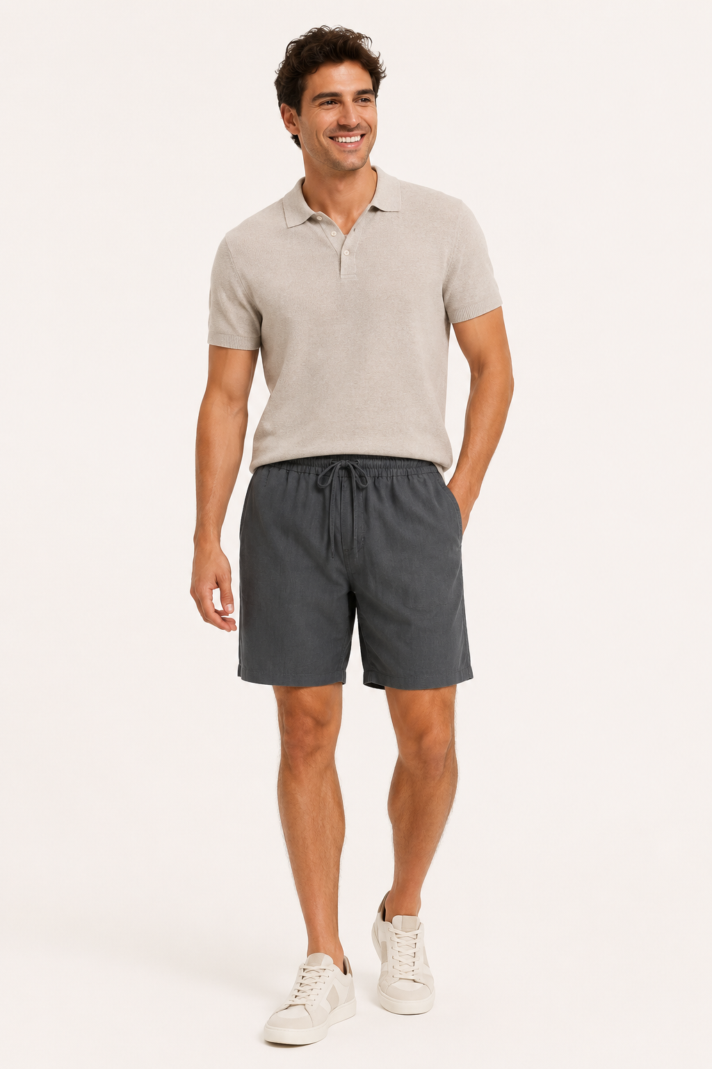 Bermuda homme en lin, taille élastiquée - Levin