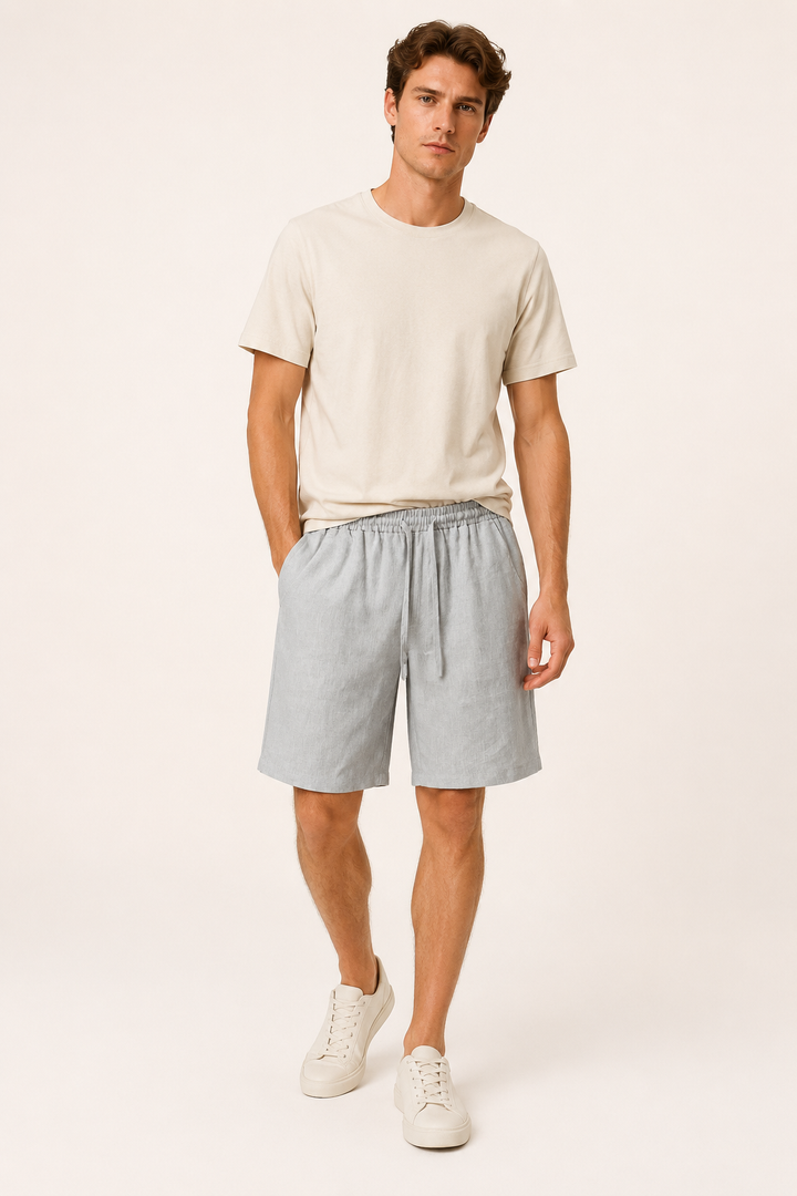 Bermuda homme en lin, taille élastiquée - Levin