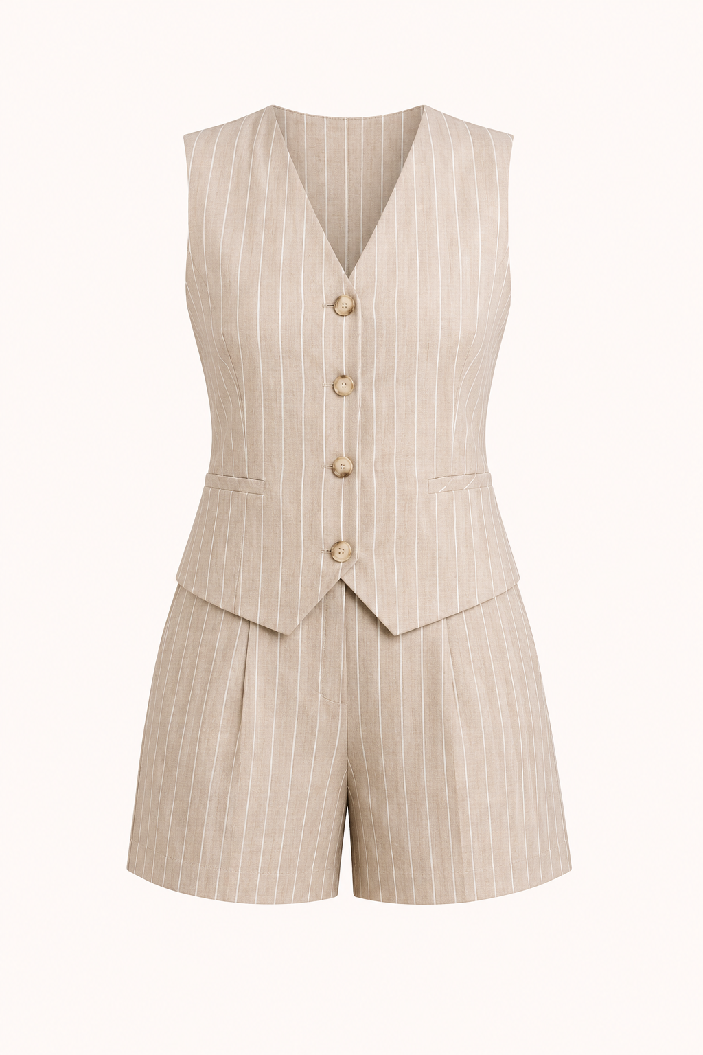 Ensemble gilet rayé et short taille haute pour femme - Pinny