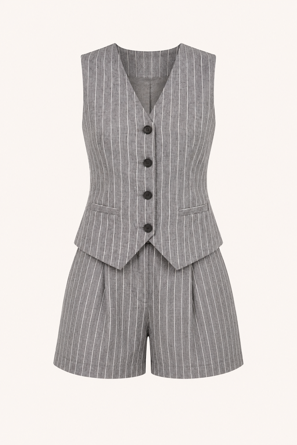 Ensemble gilet rayé et short taille haute pour femme - Pinny