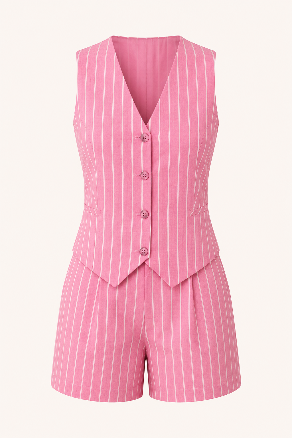 Ensemble gilet rayé et short taille haute pour femme - Pinny