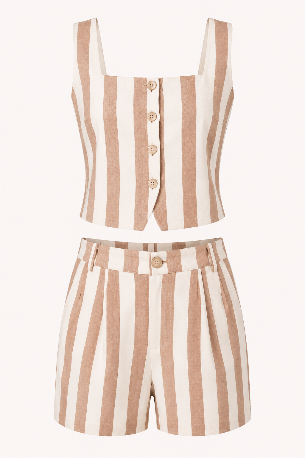 Ensemble gilet rayé et short taille haute pour femme - Rieke
