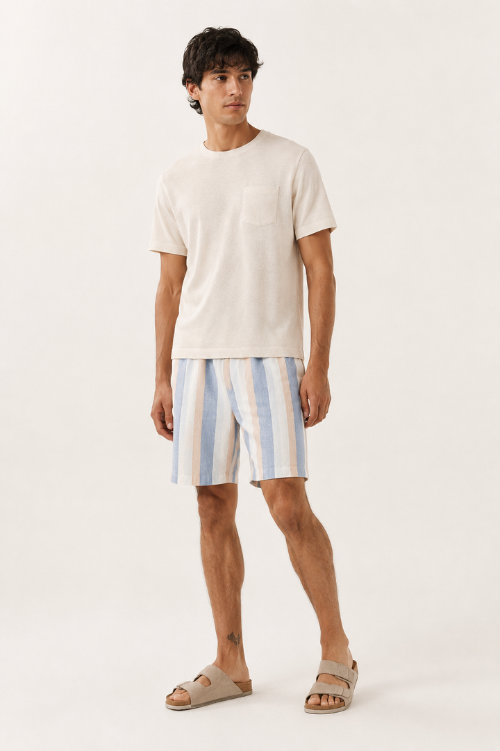 Bermuda homme en lin coupe droite respirante - Falko