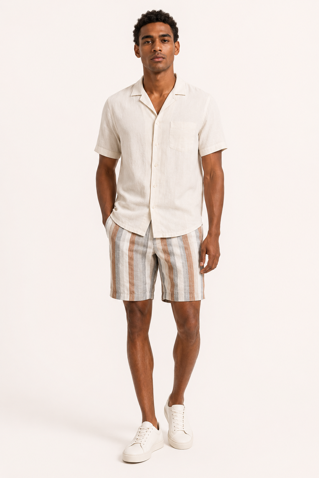 Bermuda homme en lin coupe droite respirante - Falko