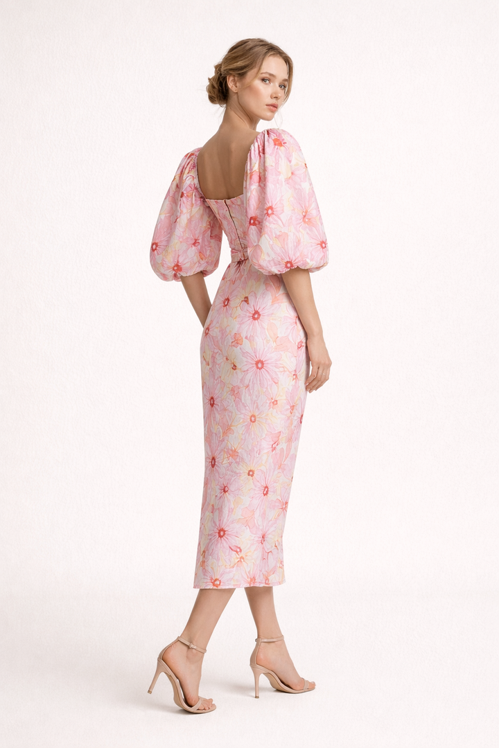 Robe mi-figue mi-raisin à manches bouffantes pour femmes - Klara