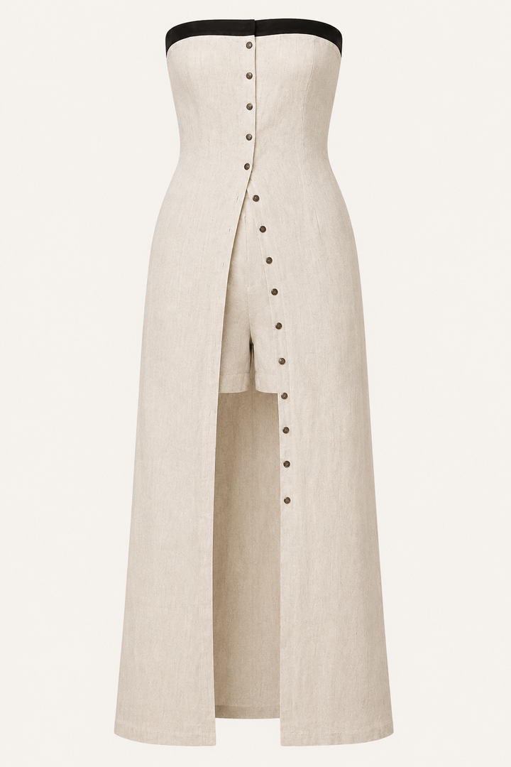 Ensemble bandeau long et short en lin pour femme - Senta