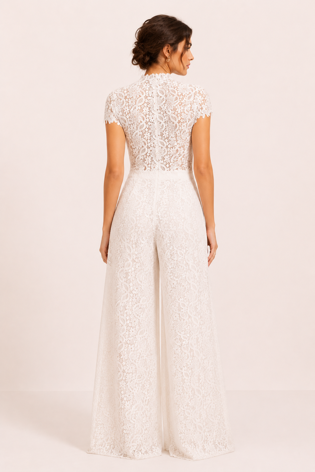 Ensemble dentelle femme pantalon large haut élégant fête - Mirel