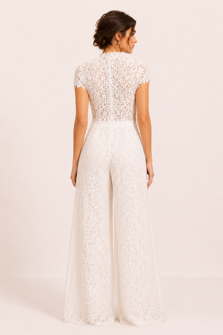 Ensemble dentelle femme pantalon large haut élégant fête - Mirel