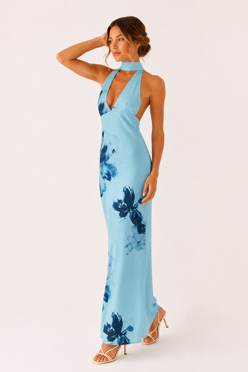 Robe longue femme dos nu décolleté profond élégante - Alessa